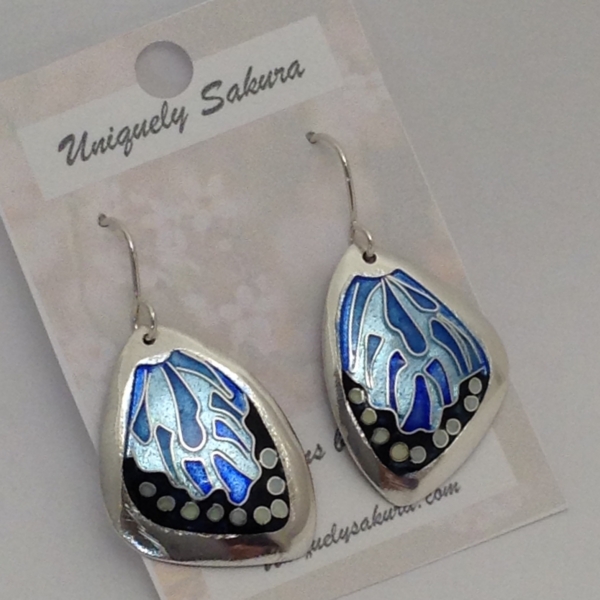 Blue butterfly earrings 2